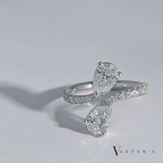 Pear Shape Diamond Bypass Ring