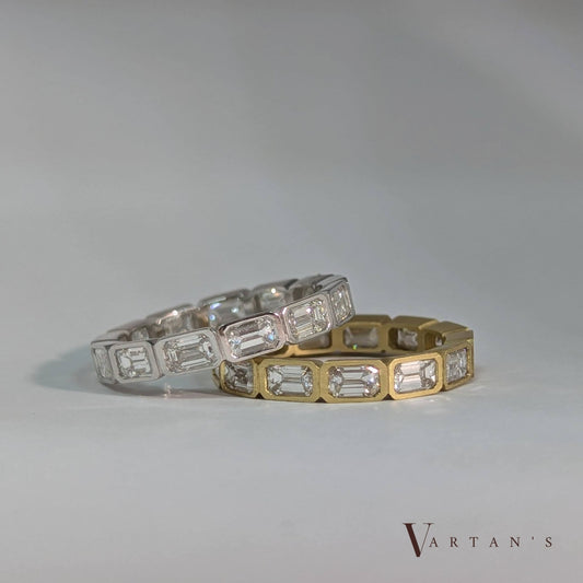 Emerald Cut Bezel Eternity Band