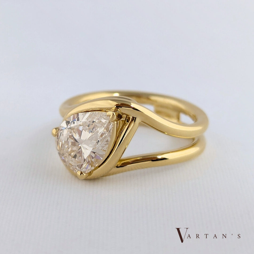 Angled Pear Shape Diamond Ring