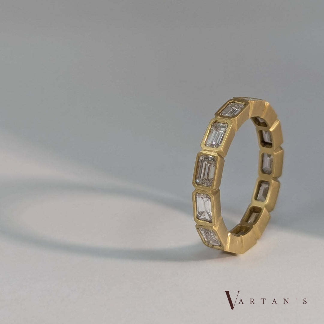 Emerald Cut Bezel Eternity Band