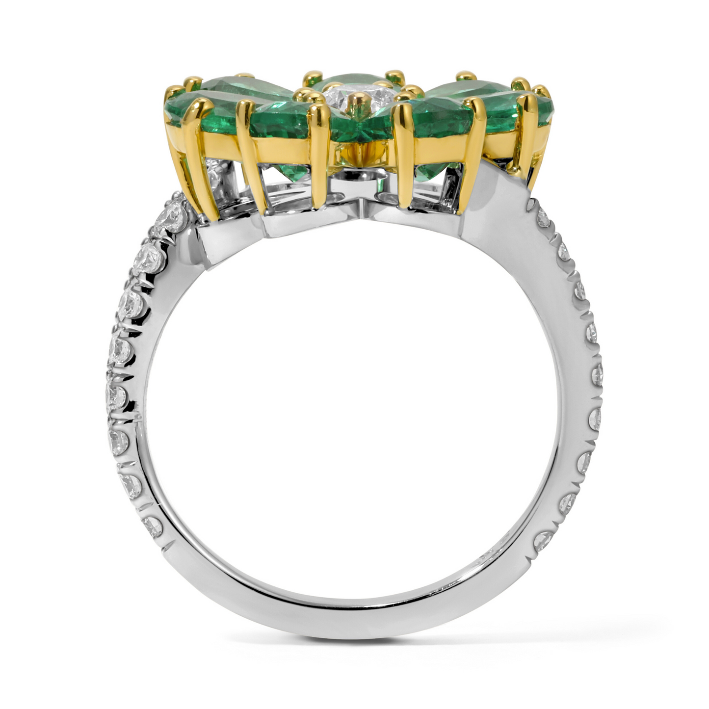 Green Emerald Flower Ring