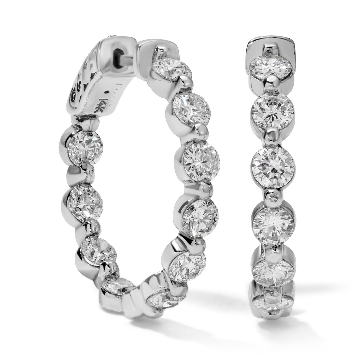 Shared Round Diamond Hoop Earrings