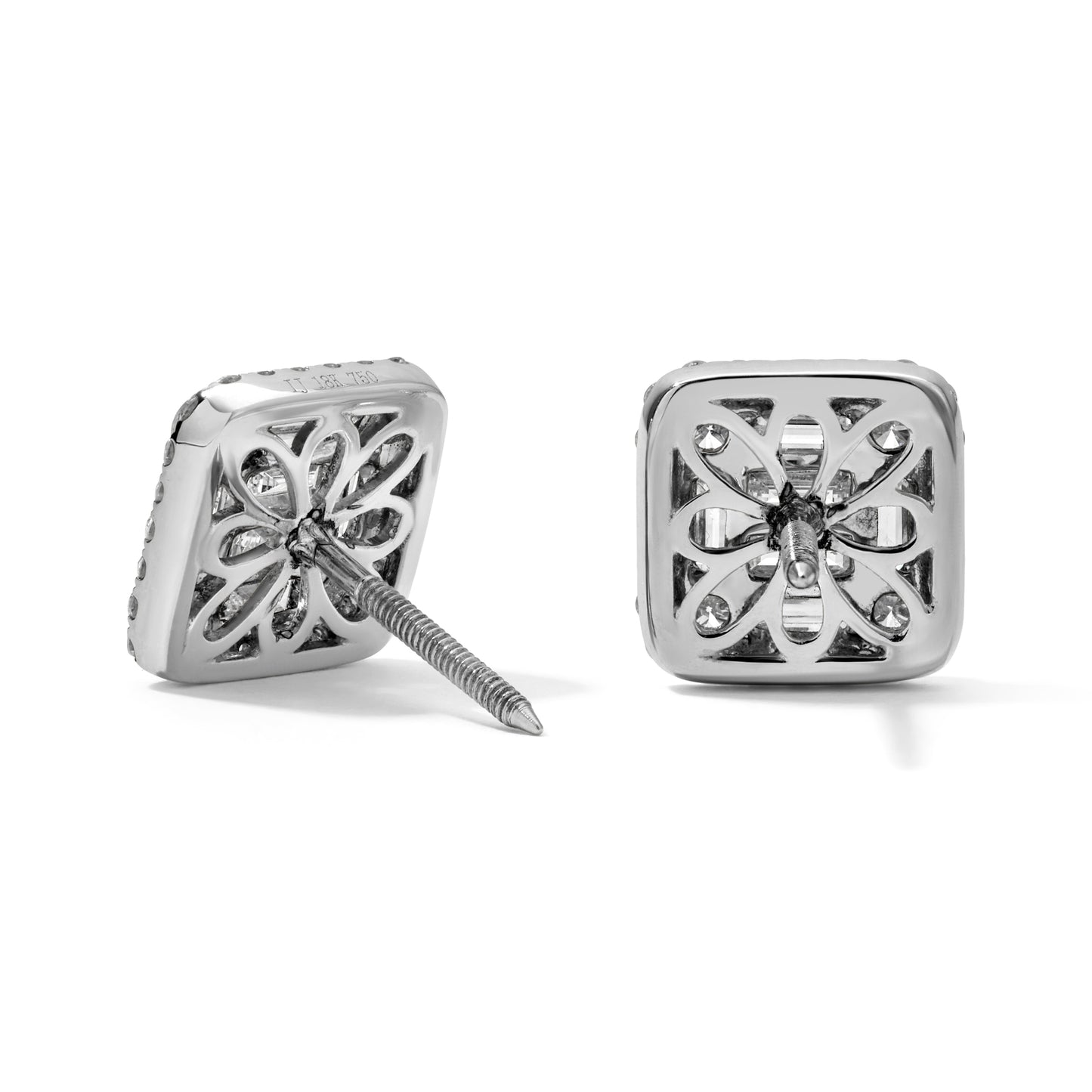 Round & Baguette Diamond Studs