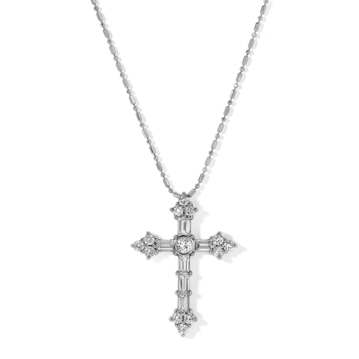 Baguette & Round Diamond Cross