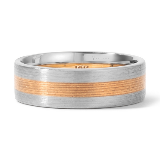 Men's 2-Toned Ridged Wedding Band