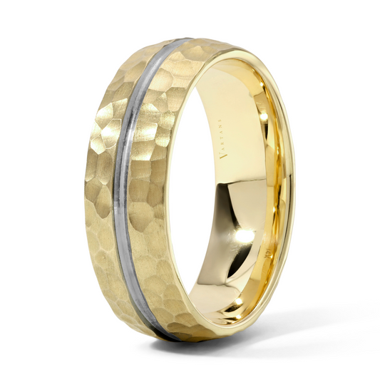 Men's 2-Toned Hammered Wedding Band