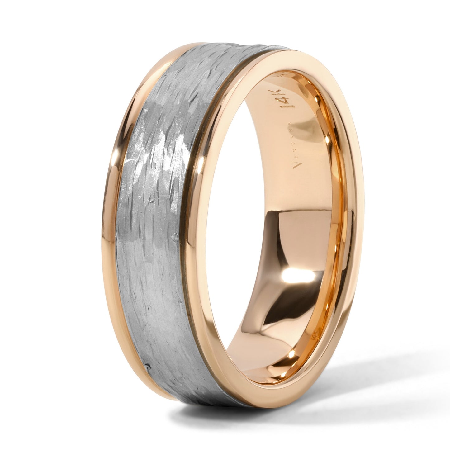 Men's 2-Toned Hammered Wedding Band