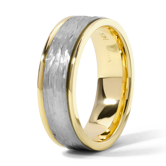 Men's 2-Toned Hammered Wedding Band