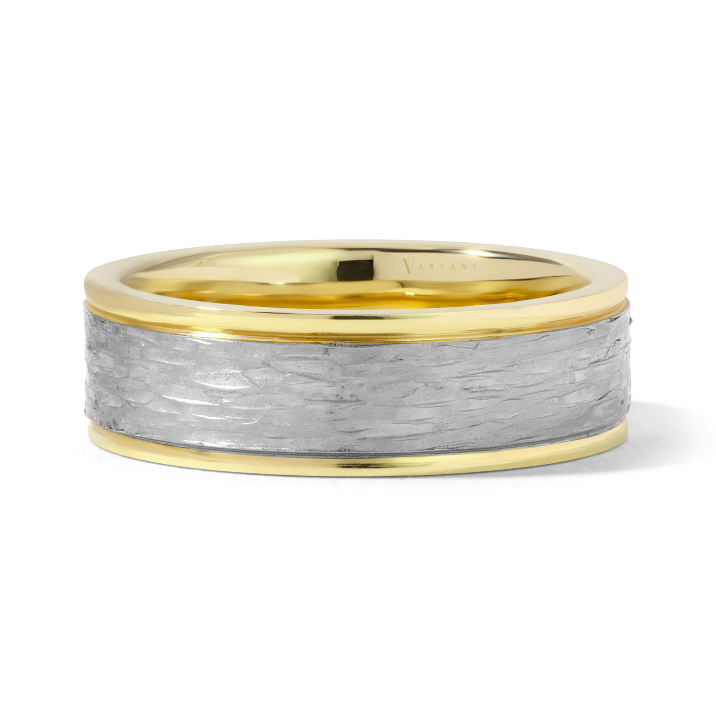 Men's 2-Toned Hammered Wedding Band