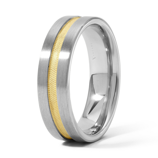 Men's 2-Toned Cross-Hatch Wedding Band