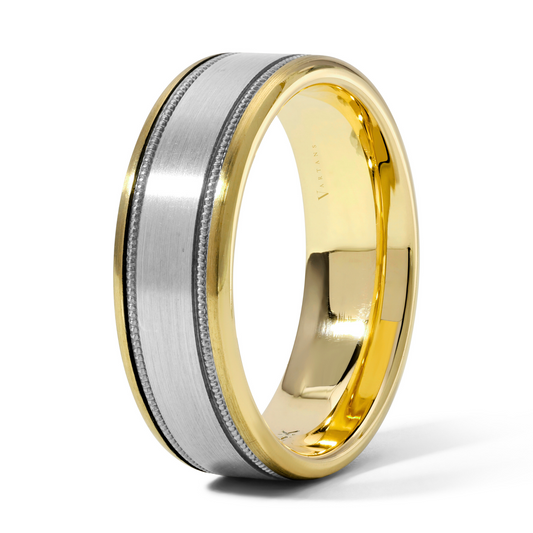 Men's 2-Toned Milgrain Wedding Band