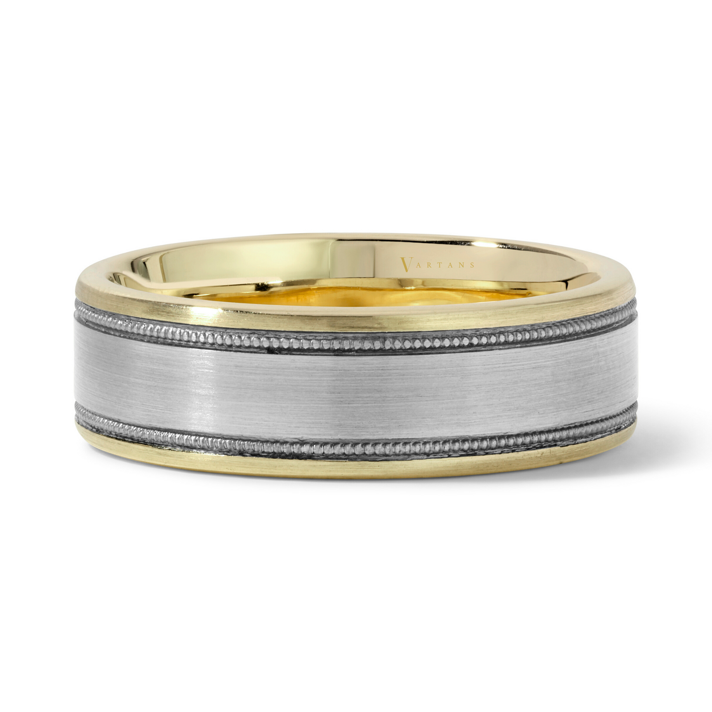 Men's 2-Toned Milgrain Wedding Band