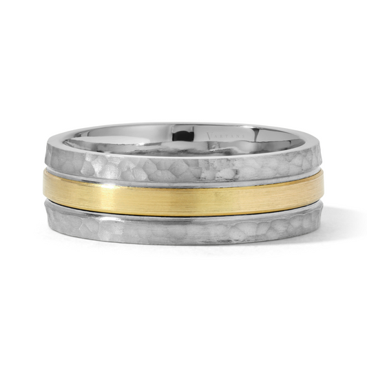 Men's 2-Tone Hammered Wedding Band