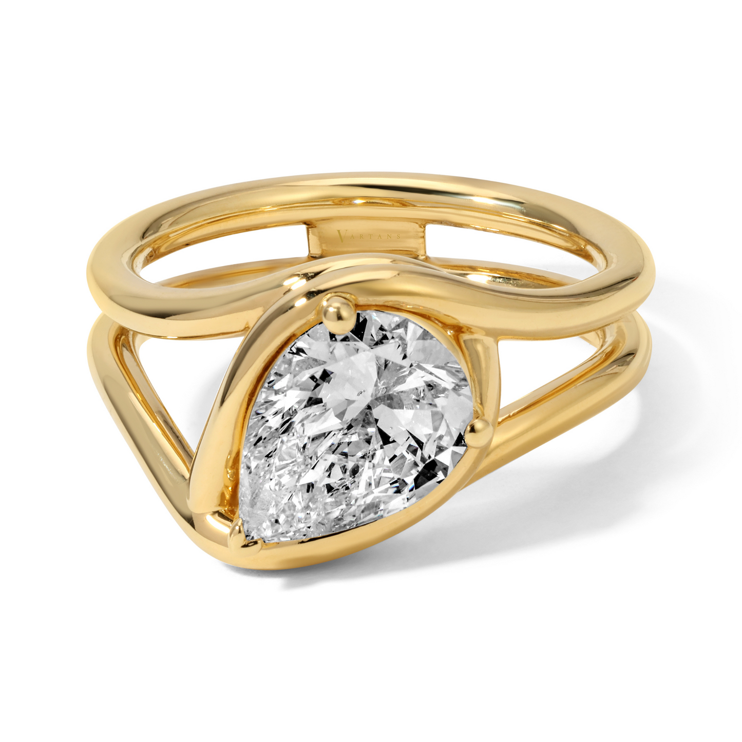 Angled Pear Shape Diamond Ring