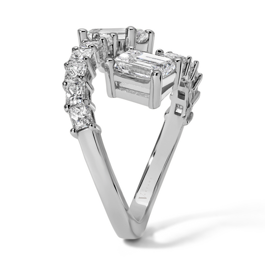 Emerald Cut Bypass Ring