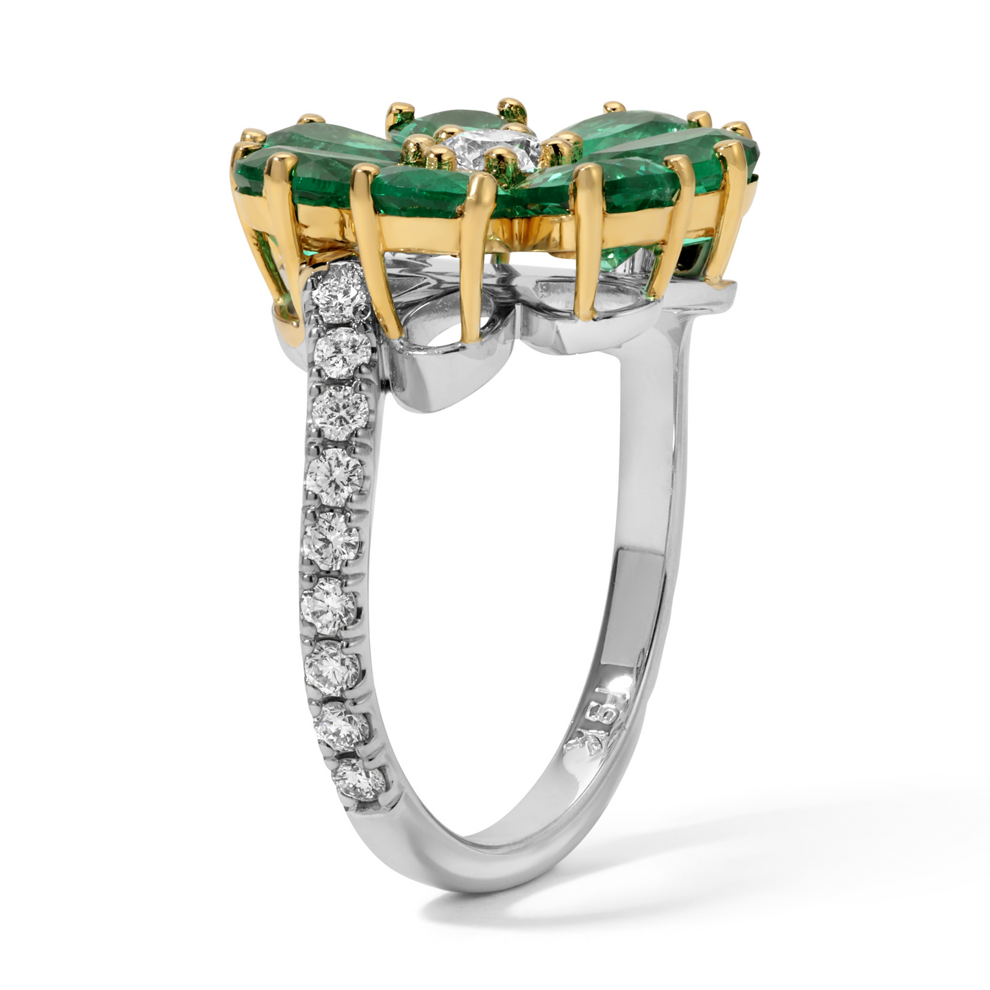 Green Emerald Flower Ring