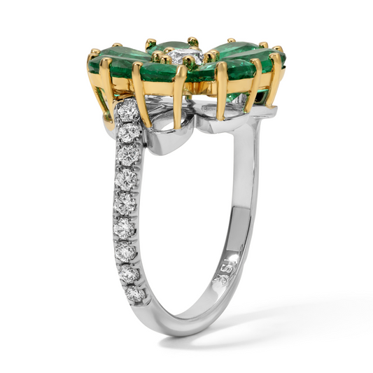 Green Emerald Flower Ring