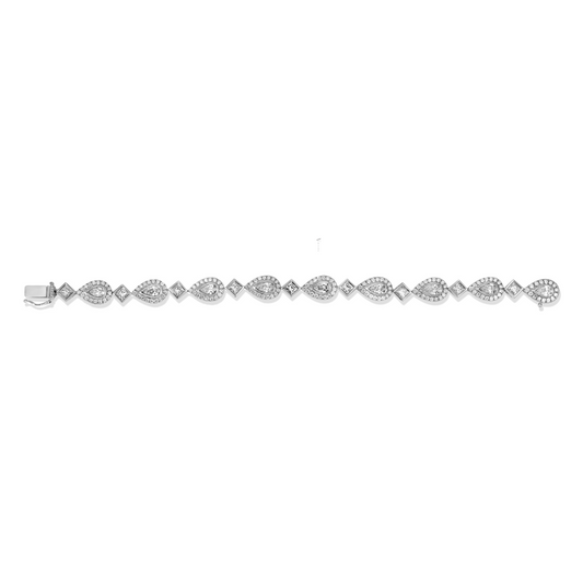 Art Deco Pear & Princess Cut Diamond Bracelet