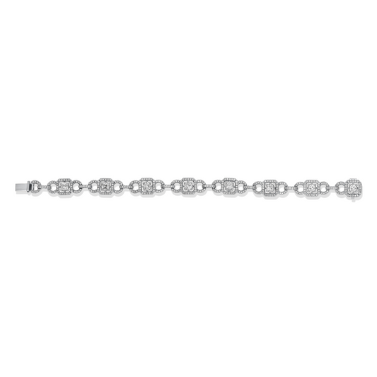 Art Deco Cushion & Round Diamonds Bracelet