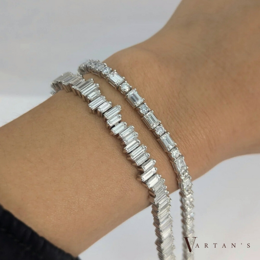 Round & Emerald Diamond Tennis Bracelet