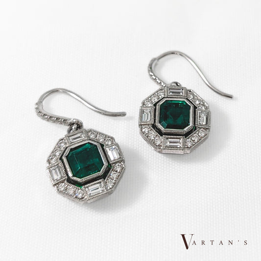 Green Emerald Dangle Earrings