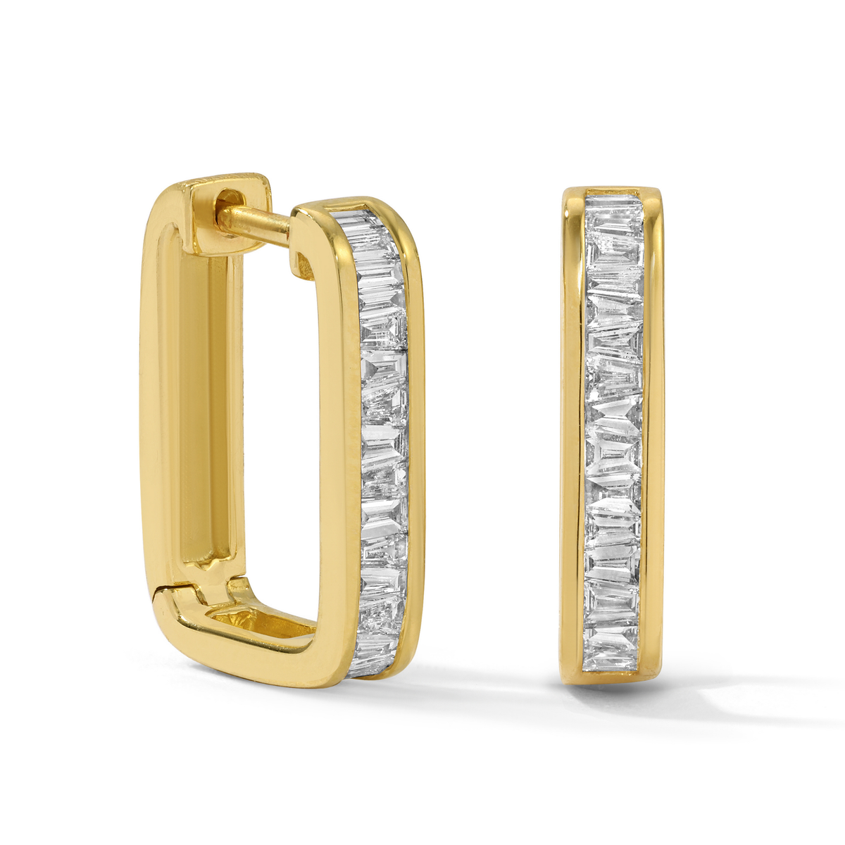 14K Yellow Gold Diamond Baguette Earrings