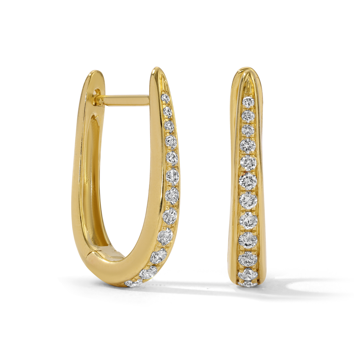 14K Gold Diamond Hoop Earrings