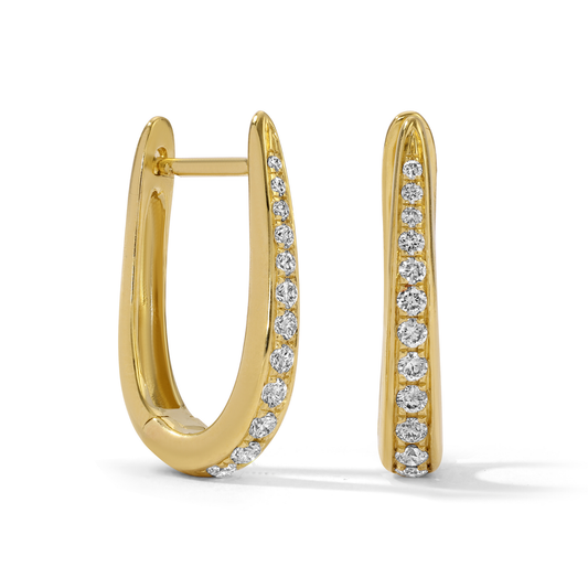 14K Gold Diamond Hoop Earrings