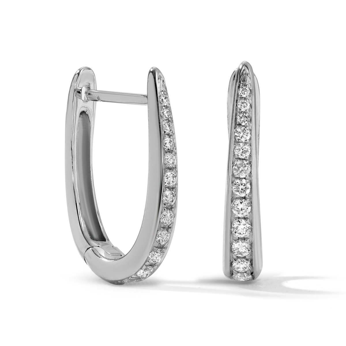 14K Gold Diamond Hoop Earrings