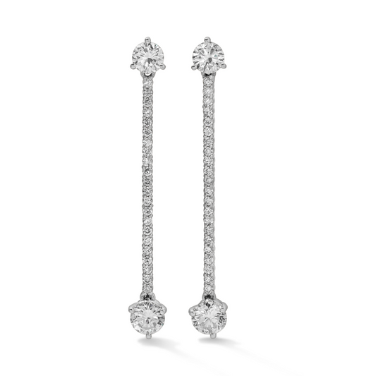 Round Diamond Drop Earrings