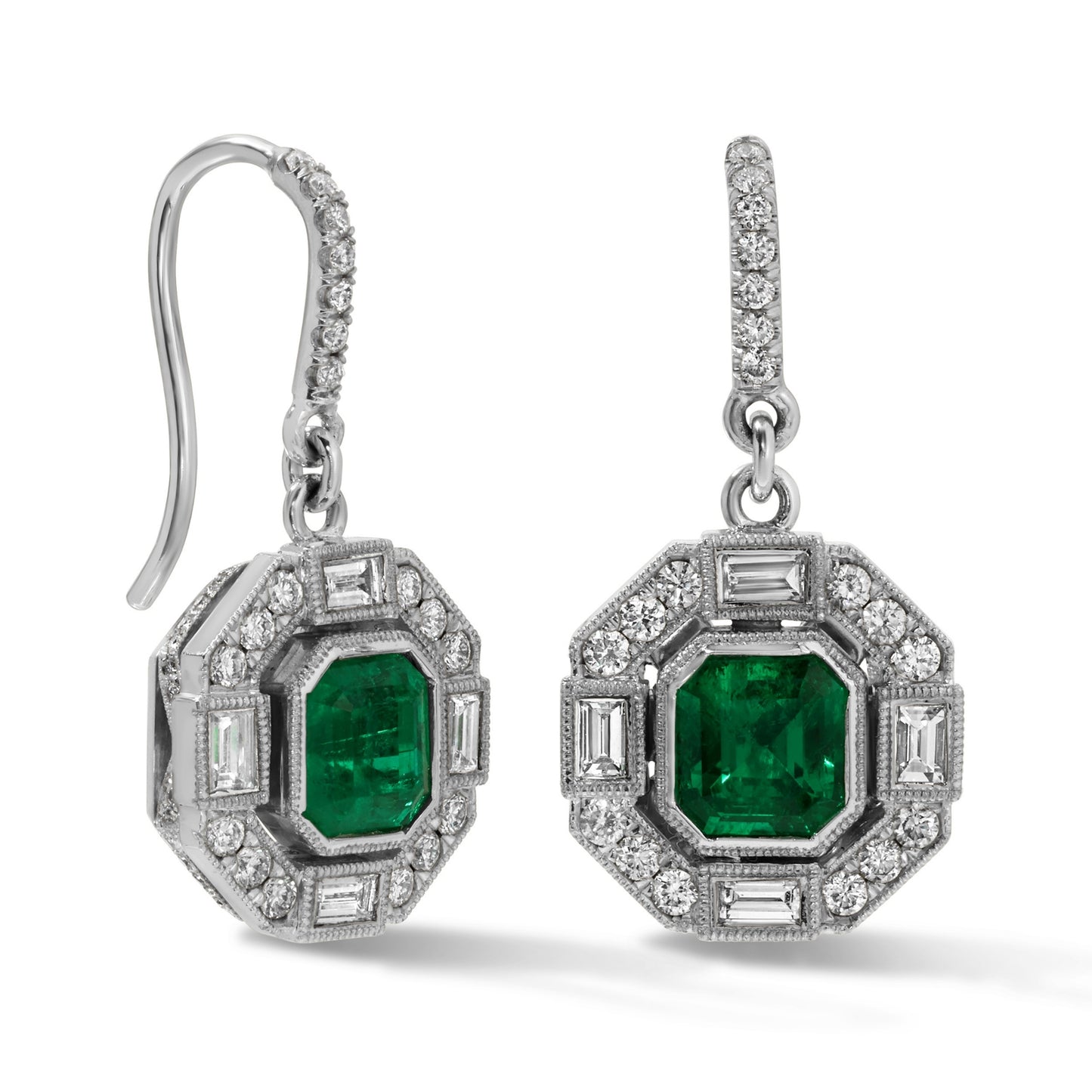 Green Emerald Dangle Earrings