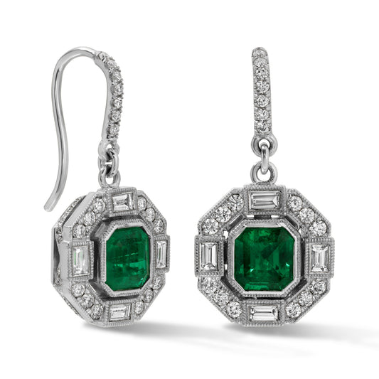 Green Emerald Dangle Earrings
