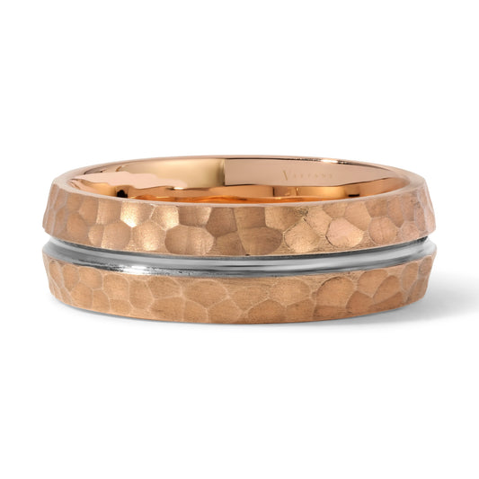 Men's 2-Toned Hammered Wedding Band