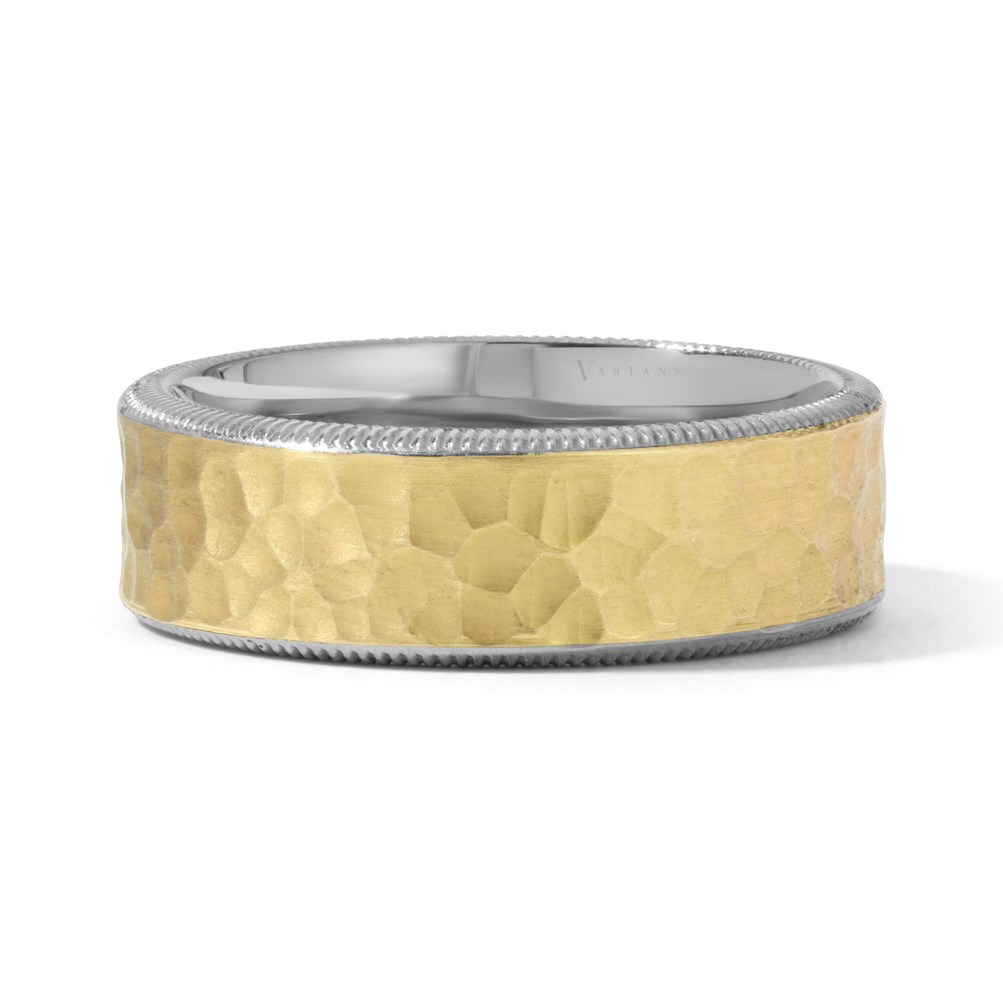 2-Toned Hammered & Milgrain Men's Wedding Band