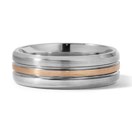2-Toned Men's Grooved Wedding Band