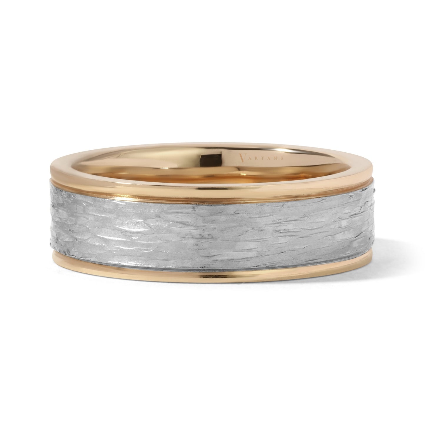 Men's 2-Toned Hammered Wedding Band