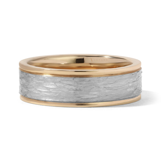 Men's 2-Toned Hammered Wedding Band