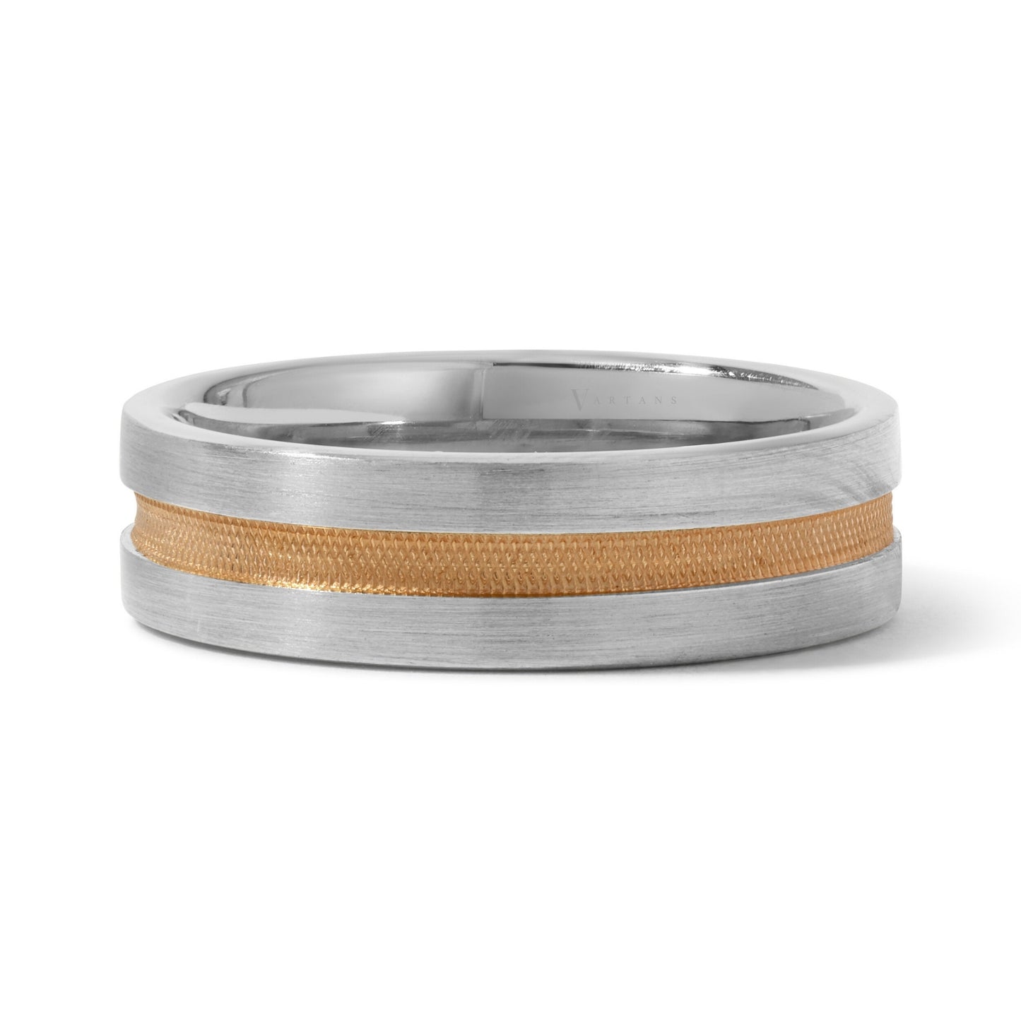 Men's 2-Toned Cross-Hatch Wedding Band