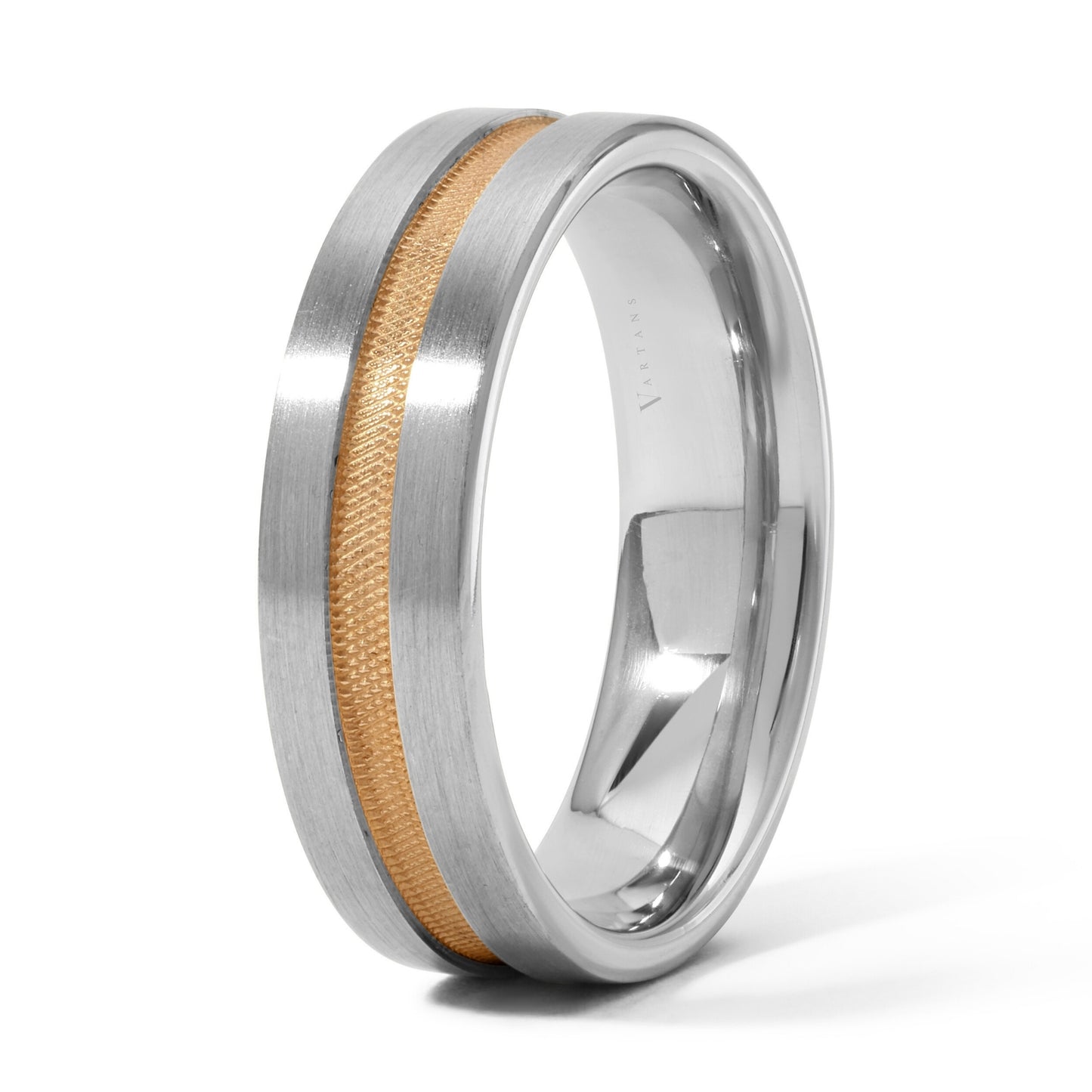 Men's 2-Toned Cross-Hatch Wedding Band