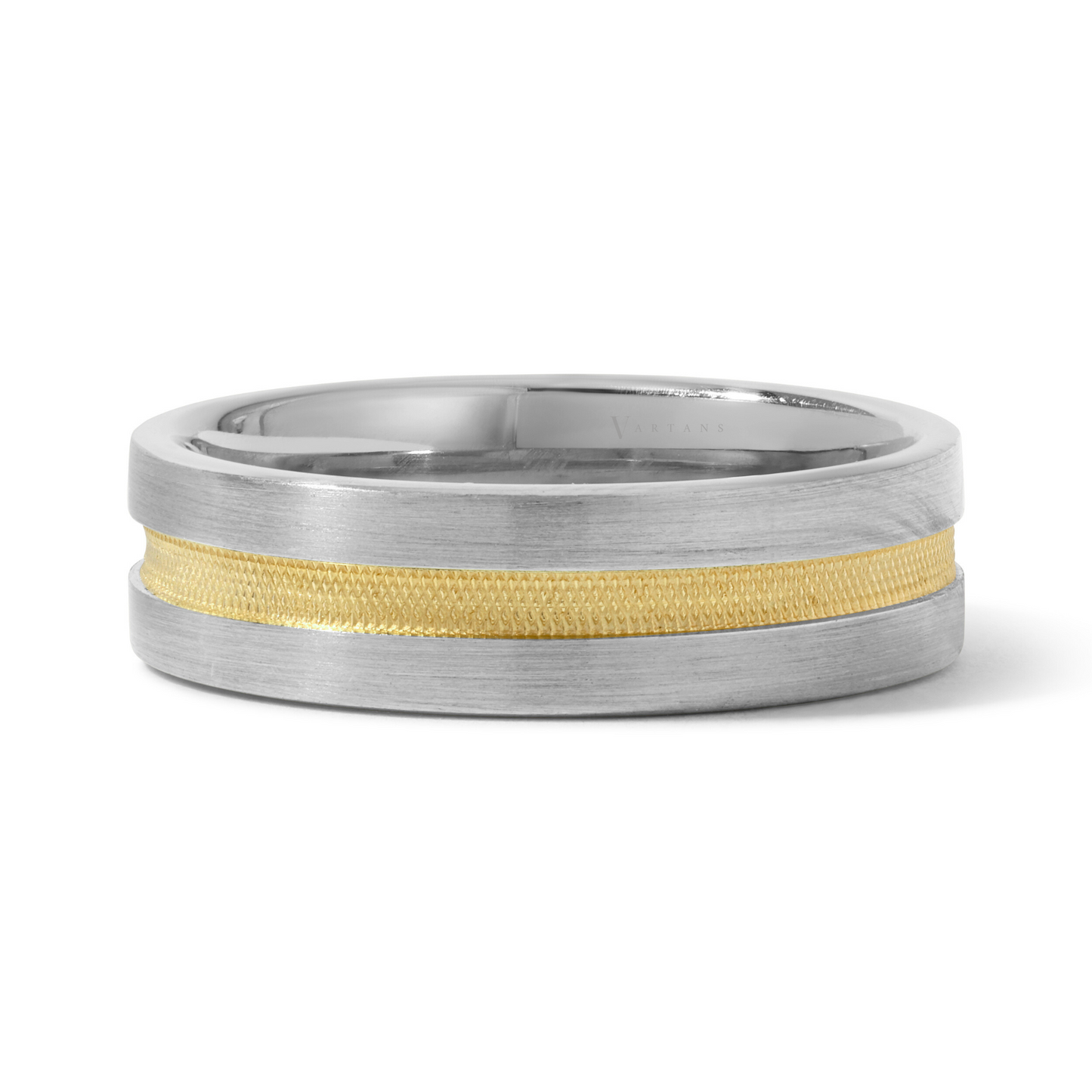 Men's 2-Toned Cross-Hatch Wedding Band