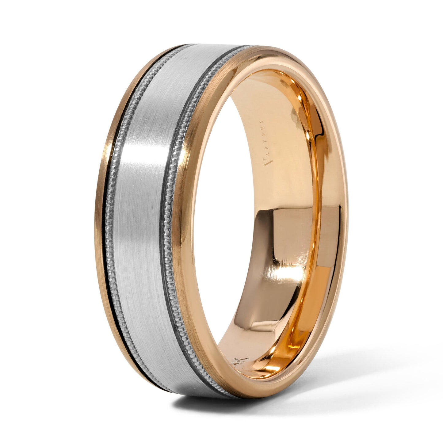 Men's 2-Toned Milgrain Wedding Band