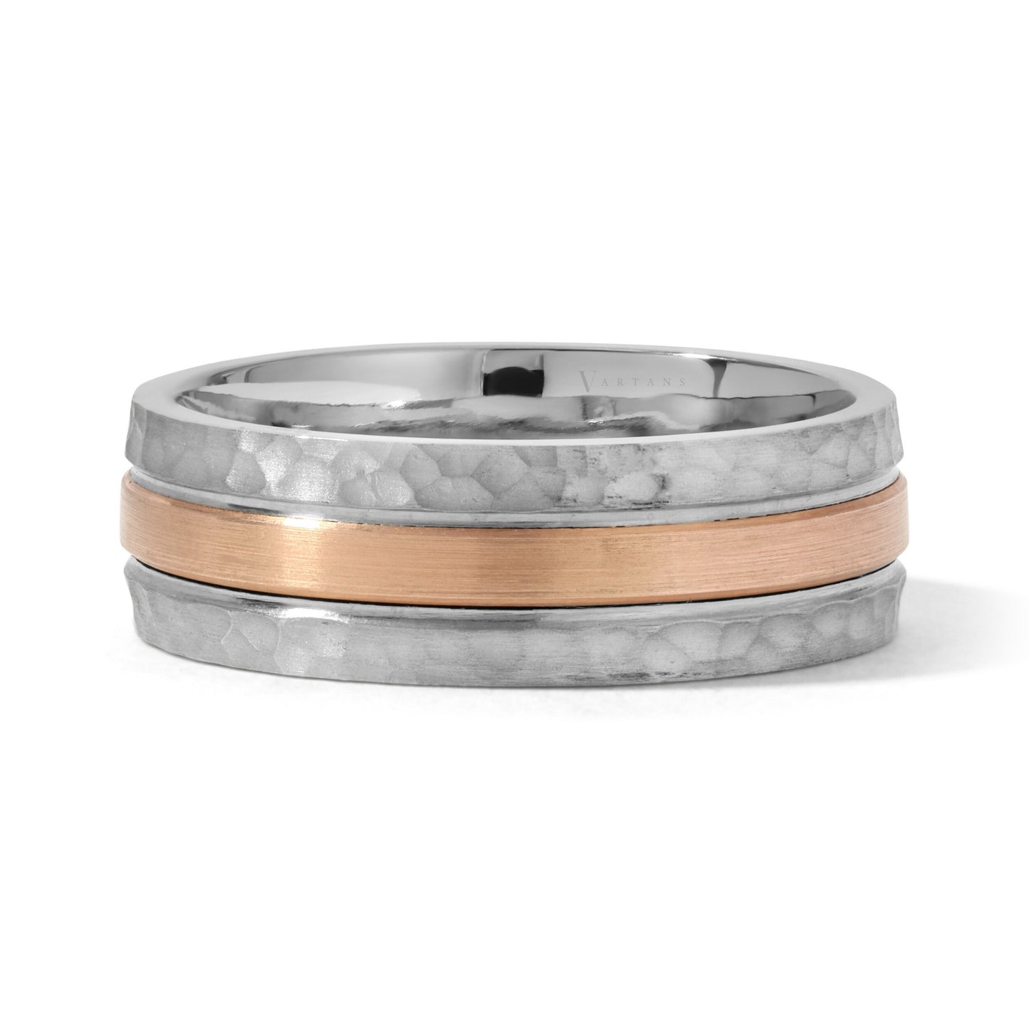 Men's 2-Tone Hammered Wedding Band
