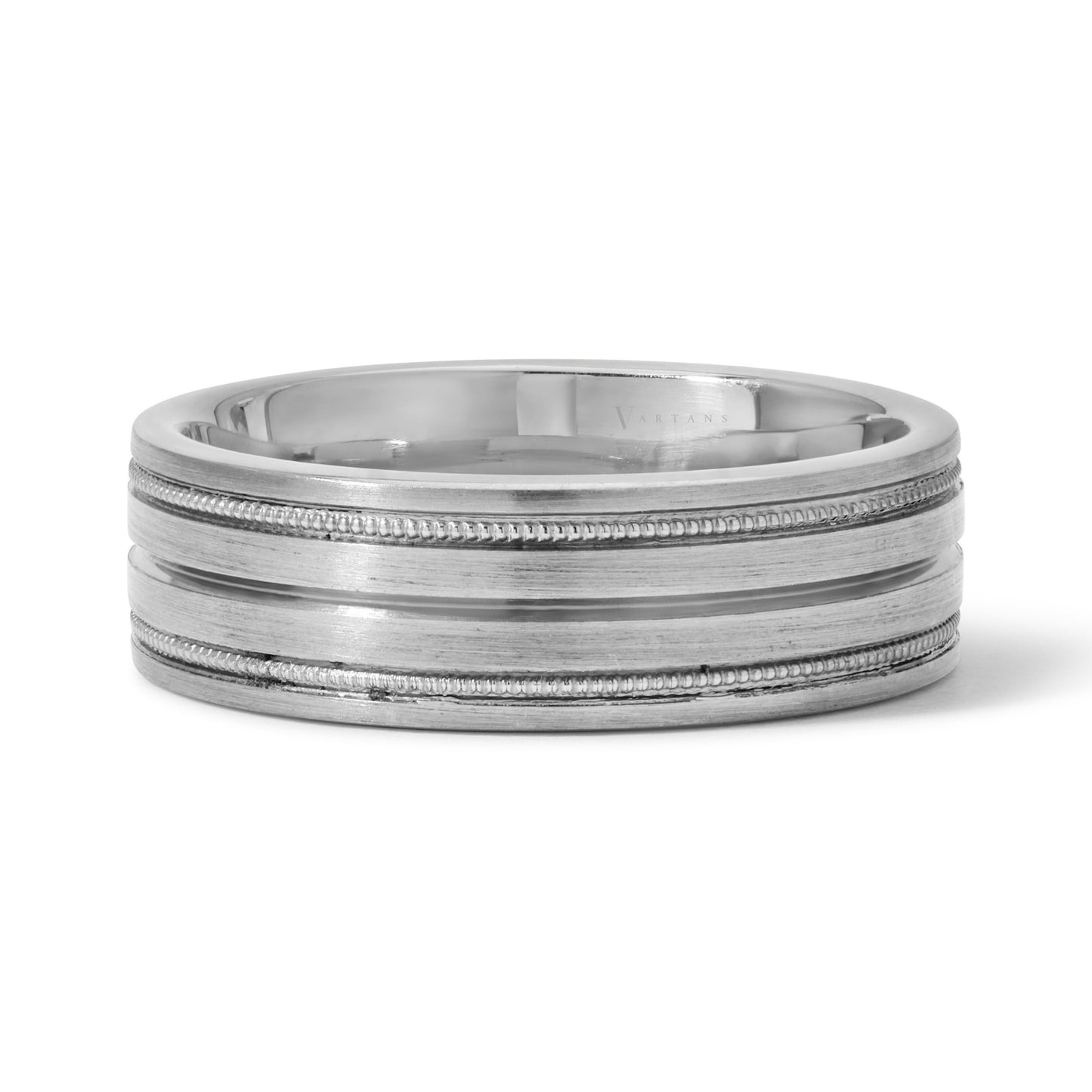 Men's Grooved & Milgrain Wedding Band