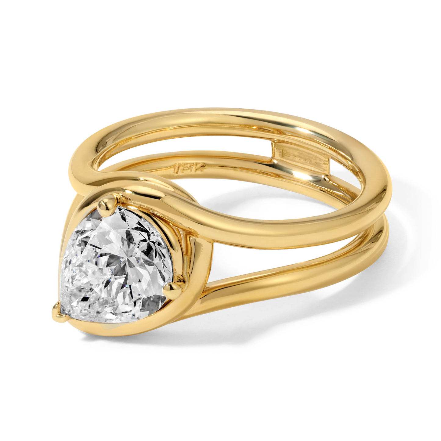 Angled Pear Shape Diamond Ring