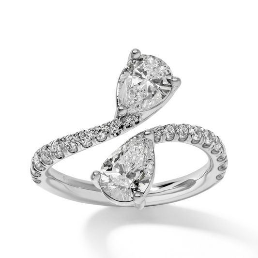 Pear Shape Diamond Bypass Ring