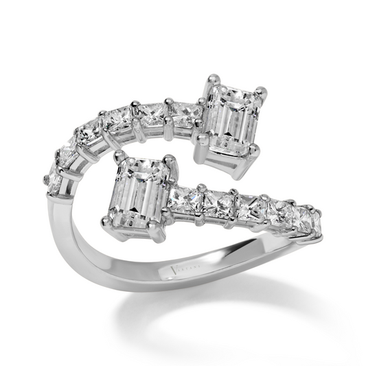 Emerald Cut Bypass Ring