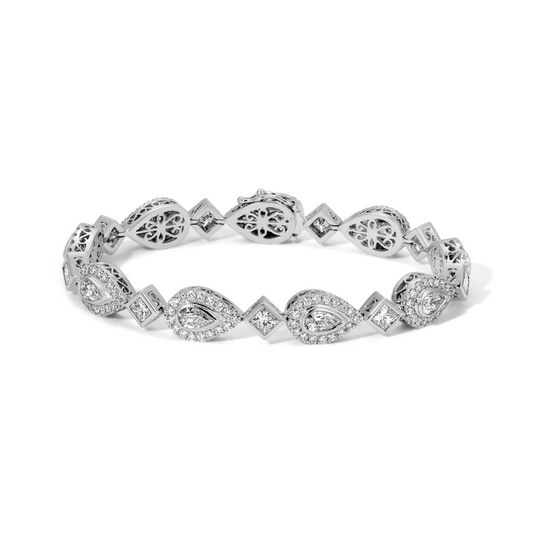 Art Deco Pear & Princess Cut Diamond Bracelet