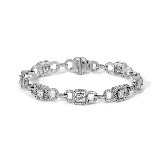 Art Deco Cushion & Round Diamonds Bracelet