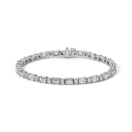 Round & Emerald Diamond Tennis Bracelet